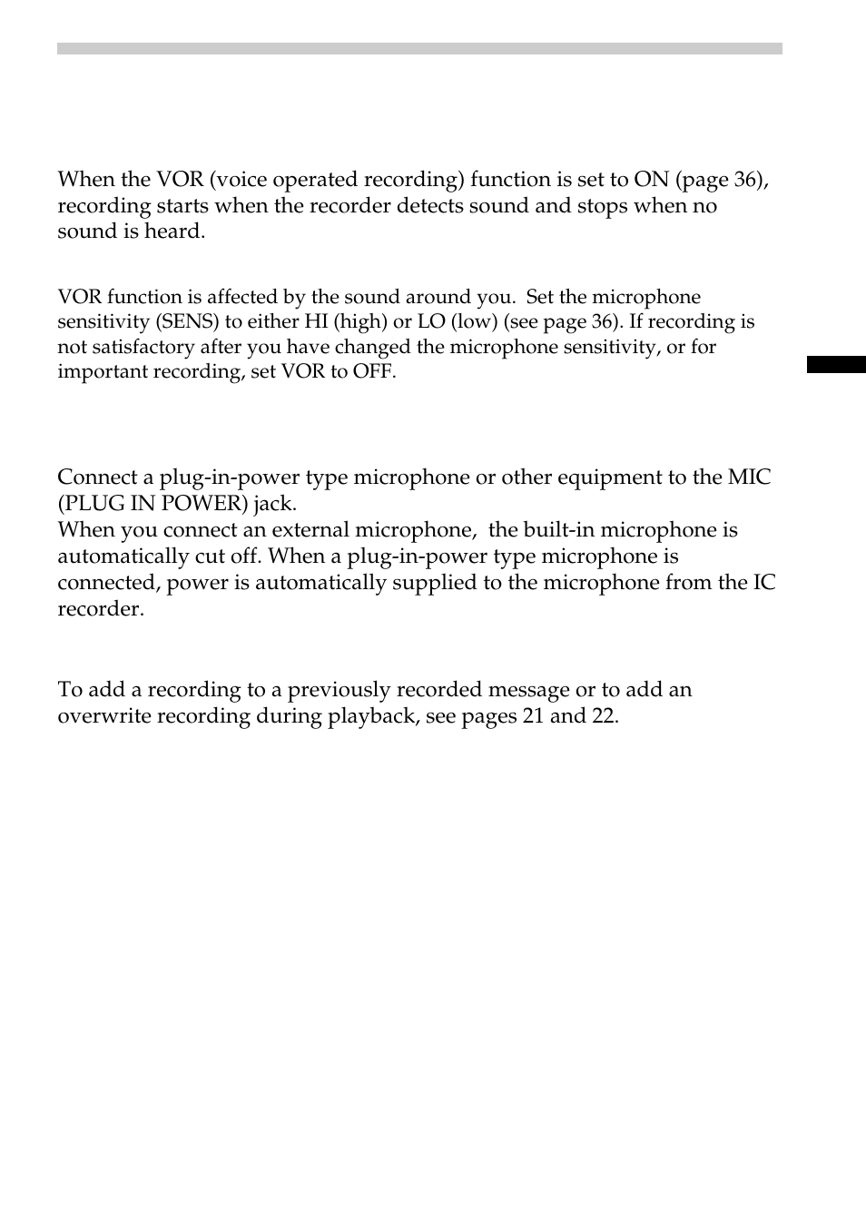 Various ways of recording | Sony ICD-B10 User Manual | Page 13 / 48