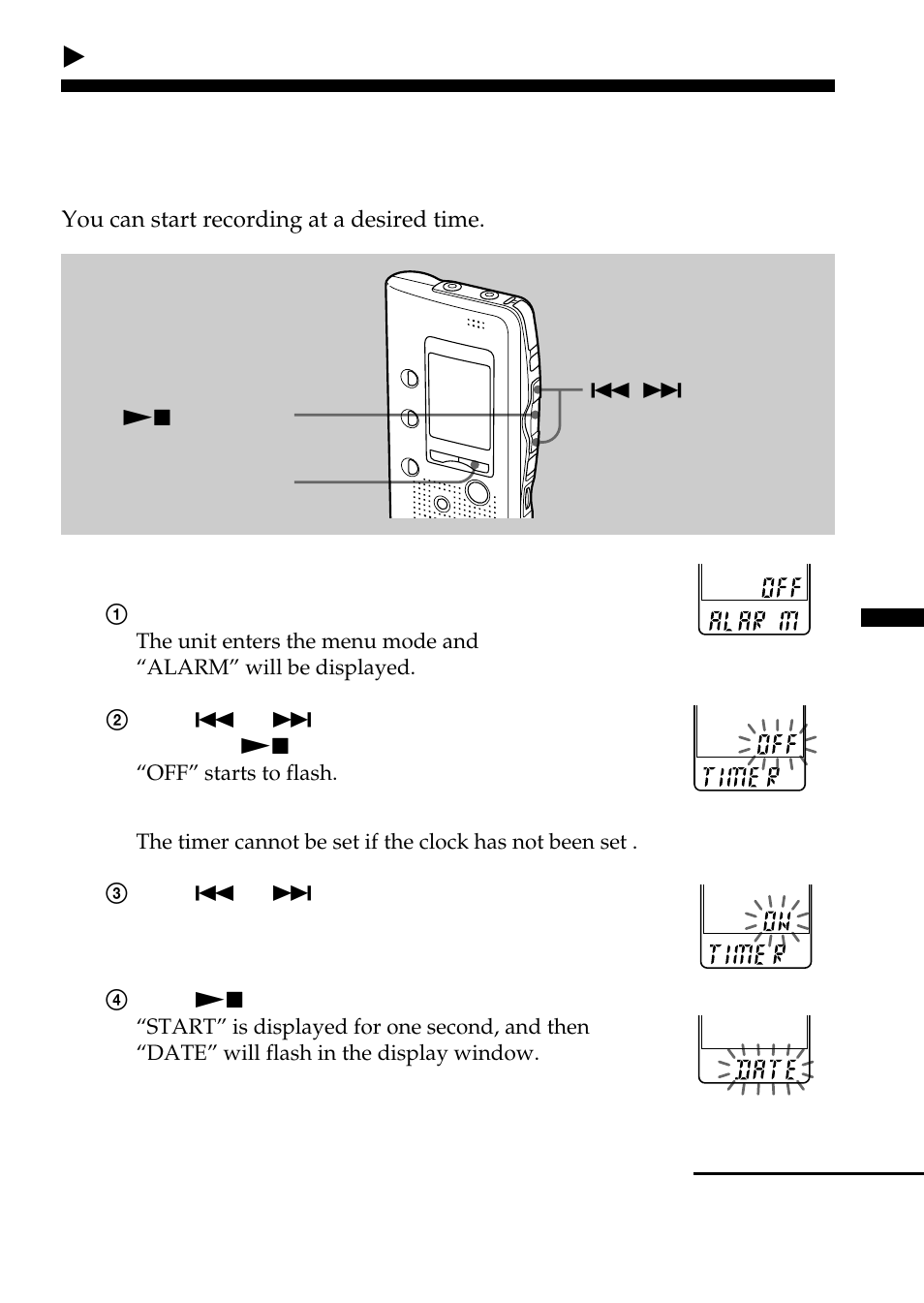 Starting recording at a desired time, Timer recording, Bother functions | Sony ICD-B10 User Manual | Page 27 / 48