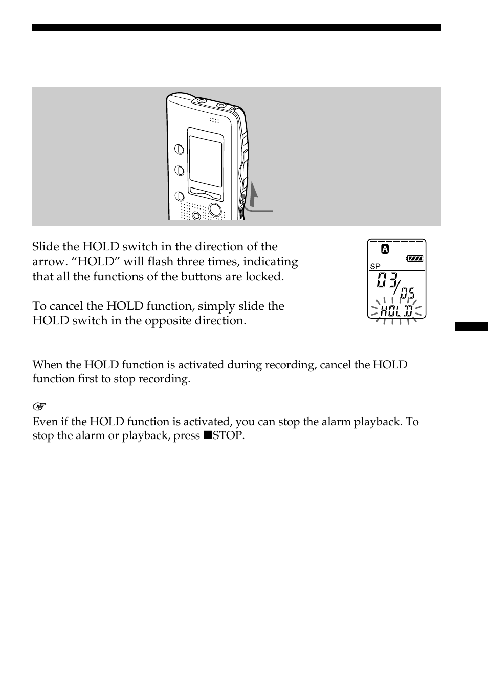 Preventing accidental operation — hold function | Sony ICD-B10 User Manual | Page 33 / 48