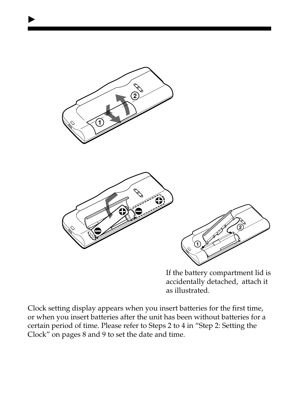 Step 1: installing the batteries | Sony ICD-B10 User Manual | Page 6 / 48