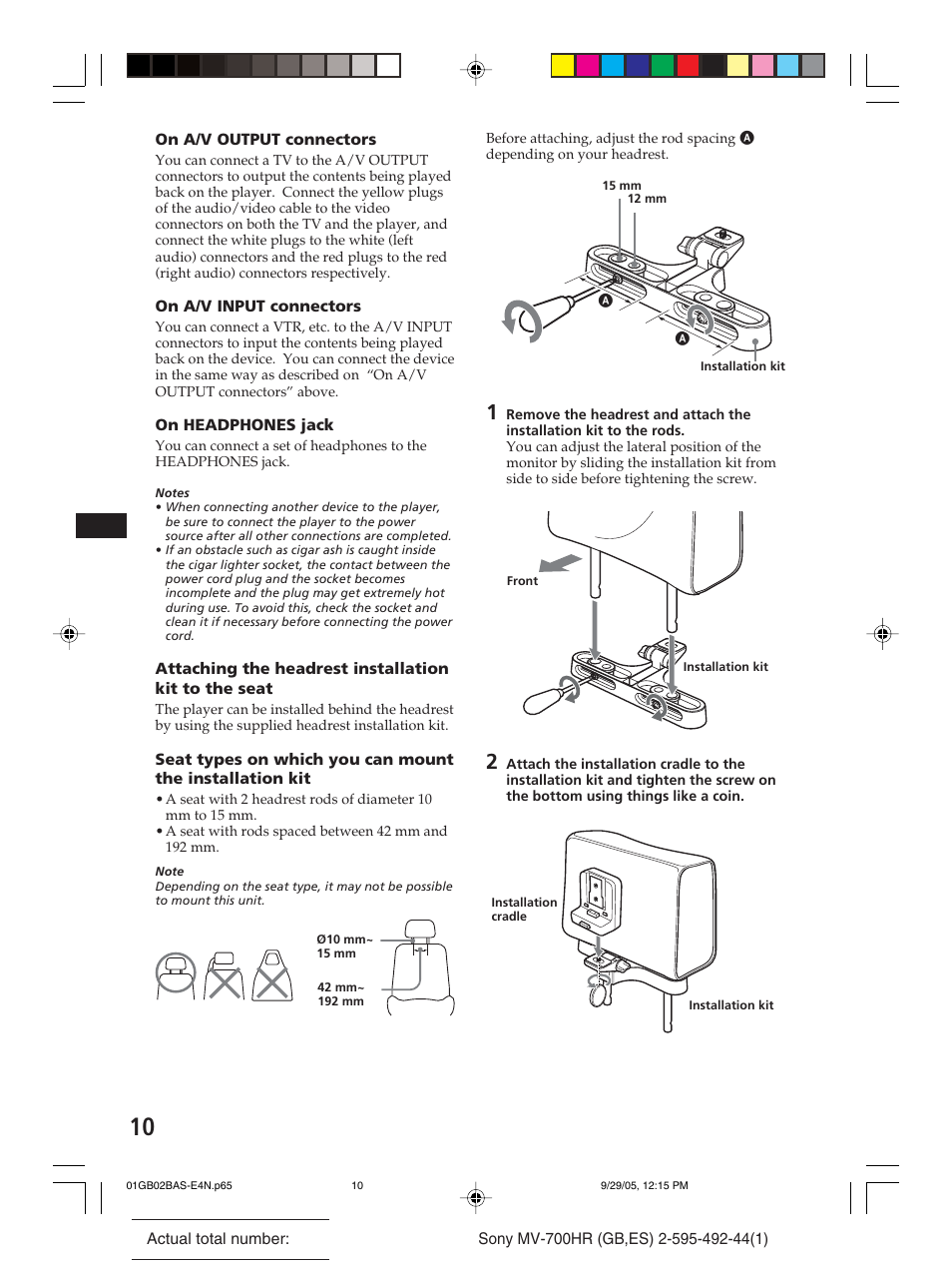 Sony Model MV-700HR User Manual | Page 10 / 96