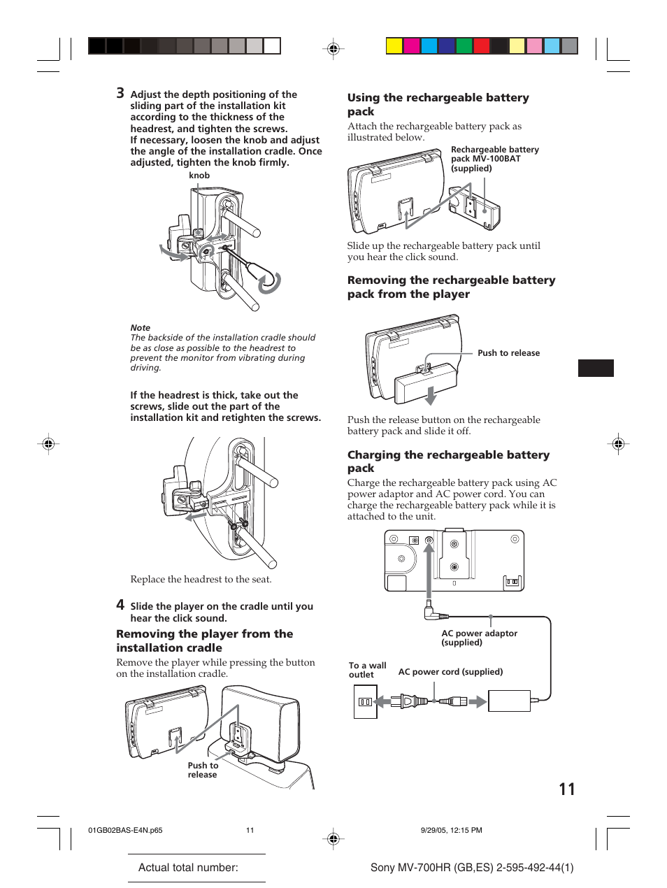 Sony Model MV-700HR User Manual | Page 11 / 96
