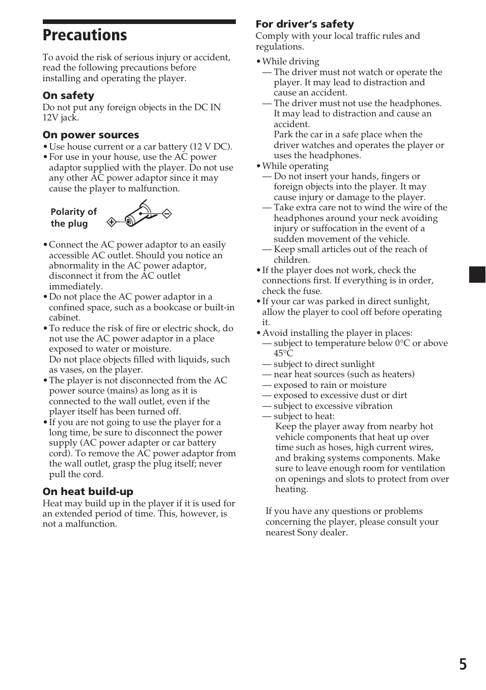 Precautions | Sony Model MV-700HR User Manual | Page 5 / 96