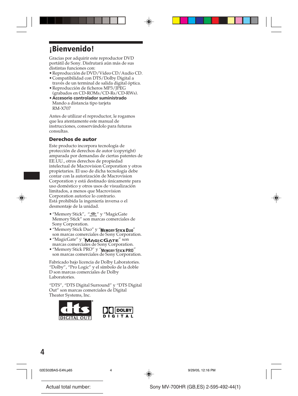 Bienvenido | Sony Model MV-700HR User Manual | Page 50 / 96