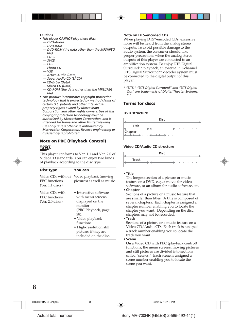Sony Model MV-700HR User Manual | Page 8 / 96