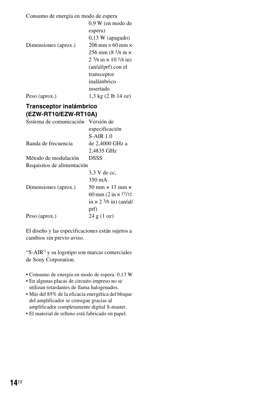 Sony WAHT-SA20 User Manual | Page 42 / 44