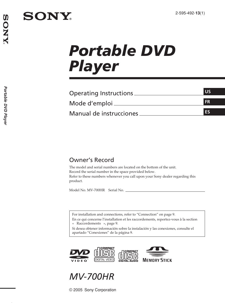 Sony MV-700HR User Manual | 148 pages