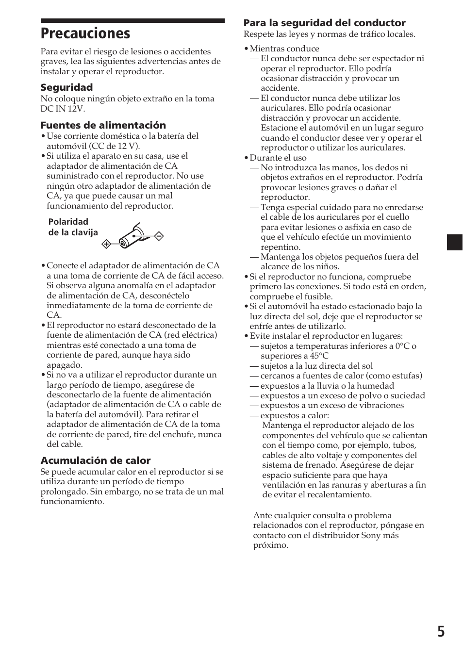 Precauciones, 5precauciones | Sony MV-700HR User Manual | Page 101 / 148