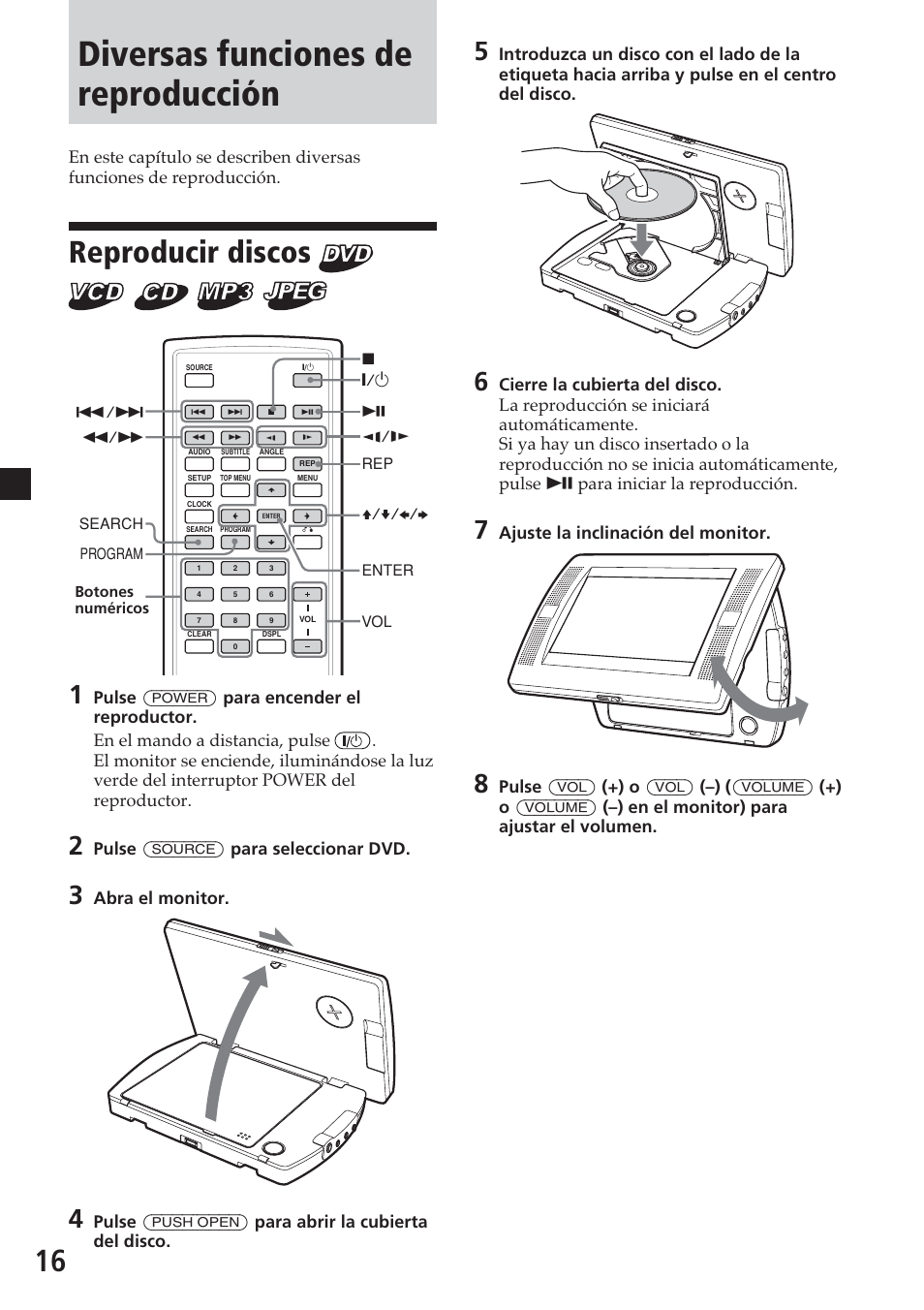 Diversas funciones de reproducción, Reproducir discos | Sony MV-700HR User Manual | Page 112 / 148