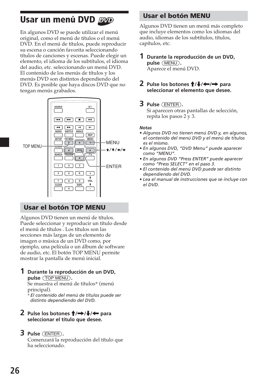 Usar un menú dvd, Usar el botón top menu, Usar el botón menu | Sony MV-700HR User Manual | Page 122 / 148