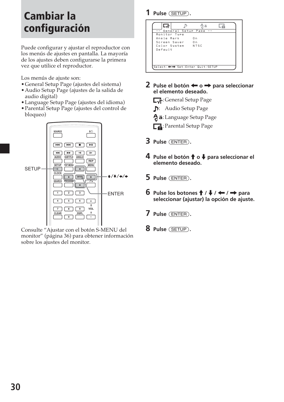 Cambiar la configuración, Pulse (setup), Pulse (enter) | Sony MV-700HR User Manual | Page 126 / 148