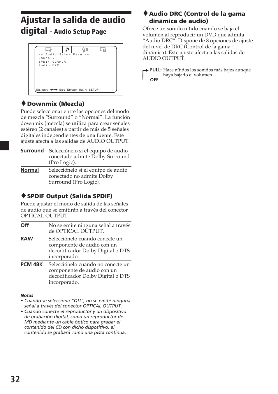 32 ajustar la salida de audio digital, Audio setup page | Sony MV-700HR User Manual | Page 128 / 148