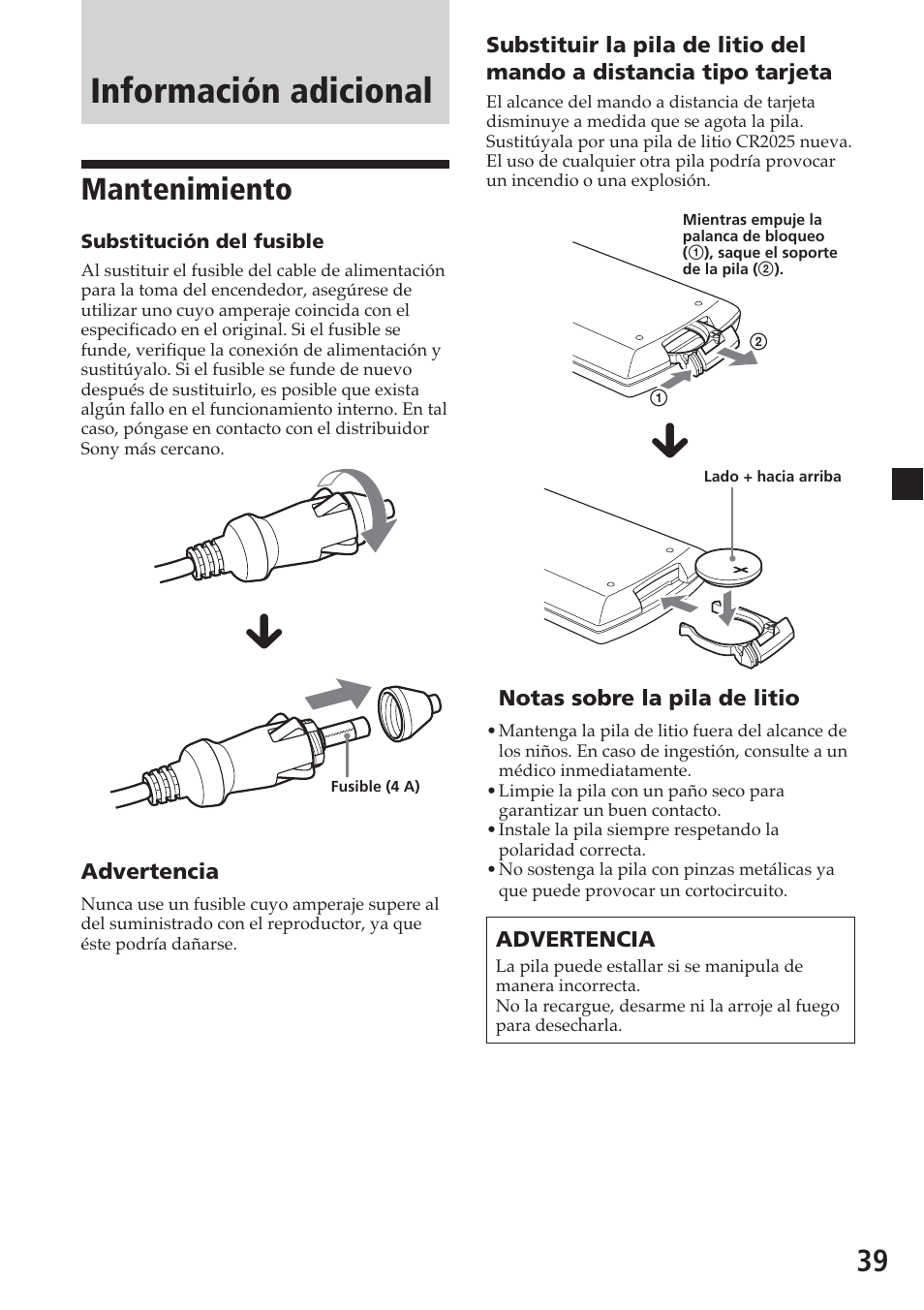 Información adicional, Mantenimiento | Sony MV-700HR User Manual | Page 135 / 148