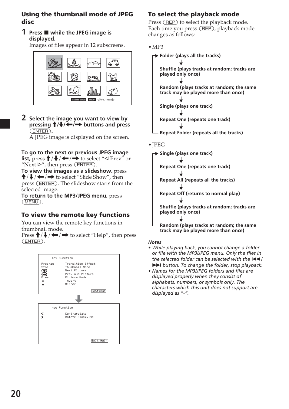 Using the thumbnail mode of jpeg disc, Jpeg | Sony MV-700HR User Manual | Page 20 / 148