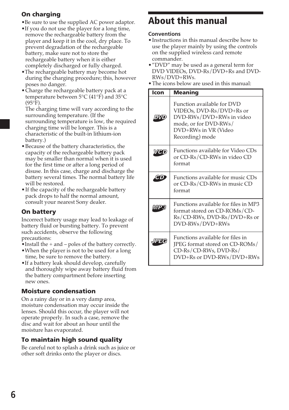 About this manual, 6about this manual | Sony MV-700HR User Manual | Page 6 / 148