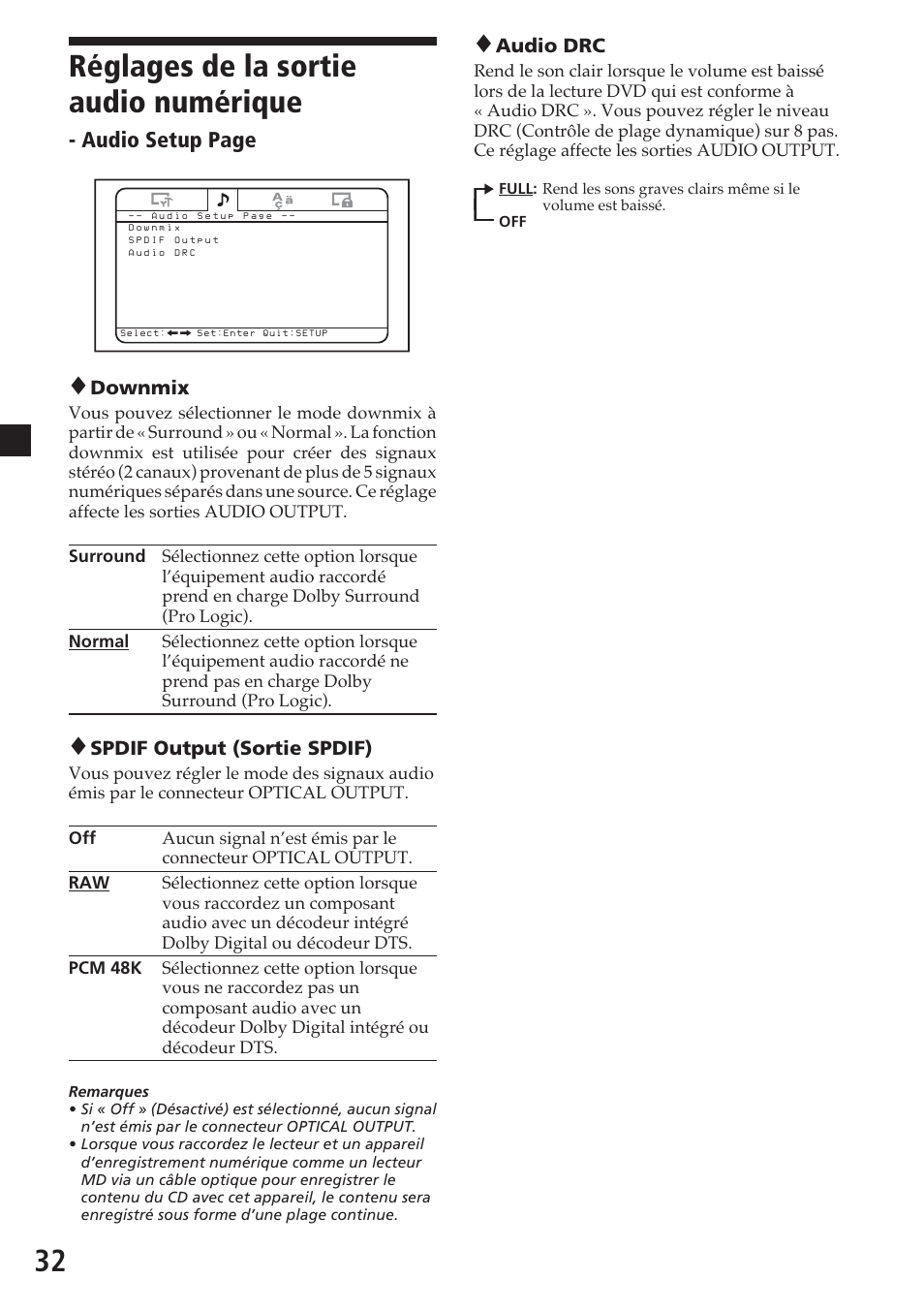 32 réglages de la sortie audio numérique, Audio setup page | Sony MV-700HR User Manual | Page 80 / 148