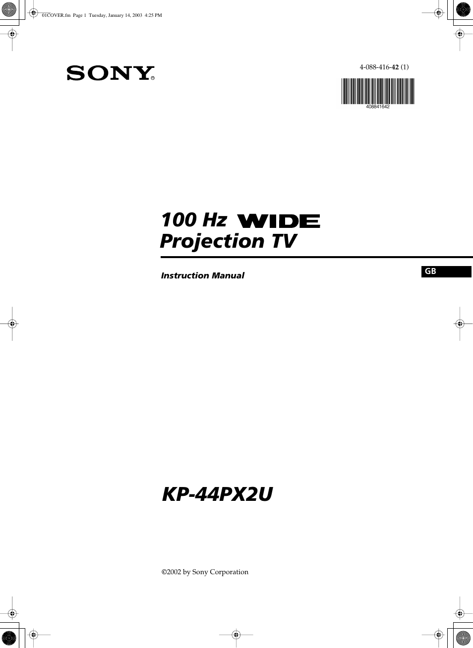 Sony KP-44PX2U User Manual | 28 pages