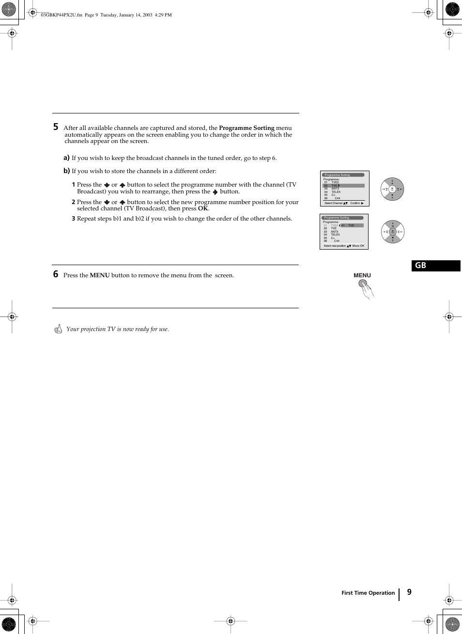 Sony KP-44PX2U User Manual | Page 9 / 28