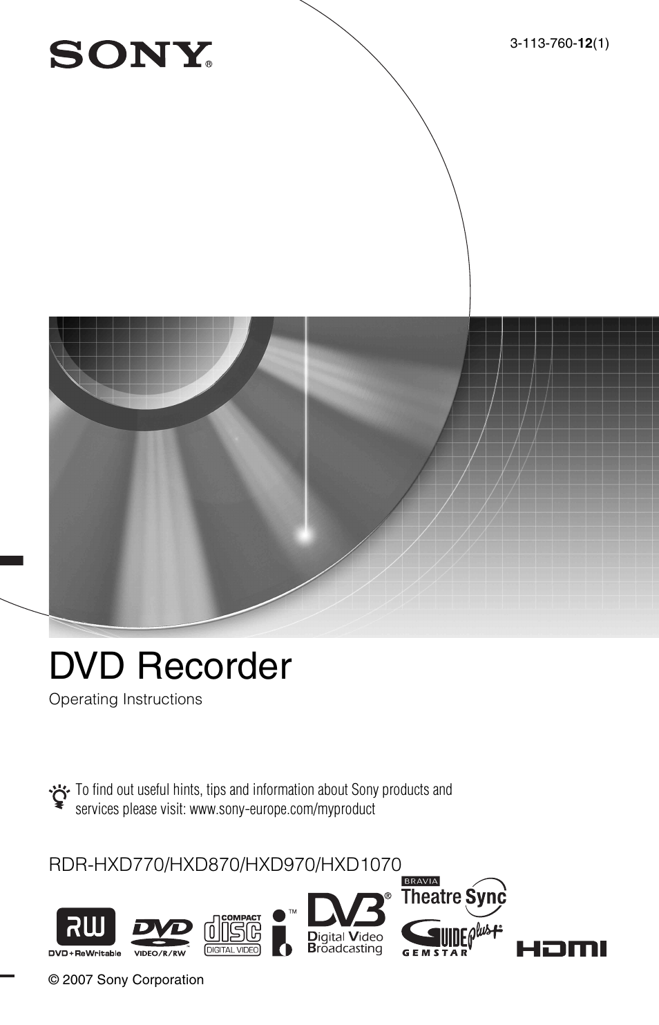 Sony RDR-HXD970 User Manual | 172 pages