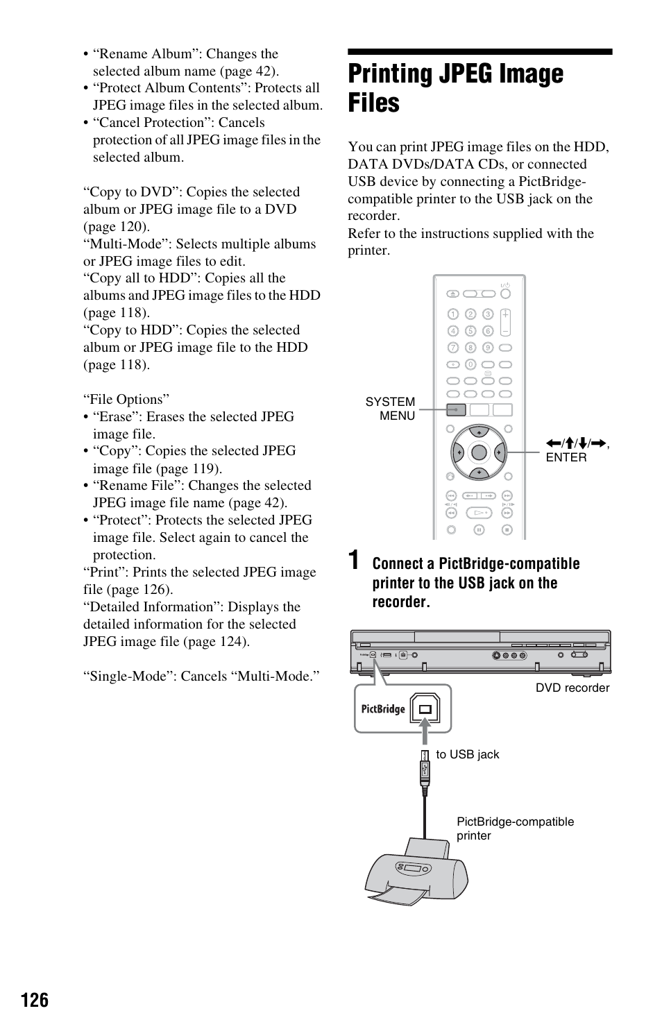 Printing jpeg image files | Sony RDR-HXD970 User Manual | Page 126 / 172