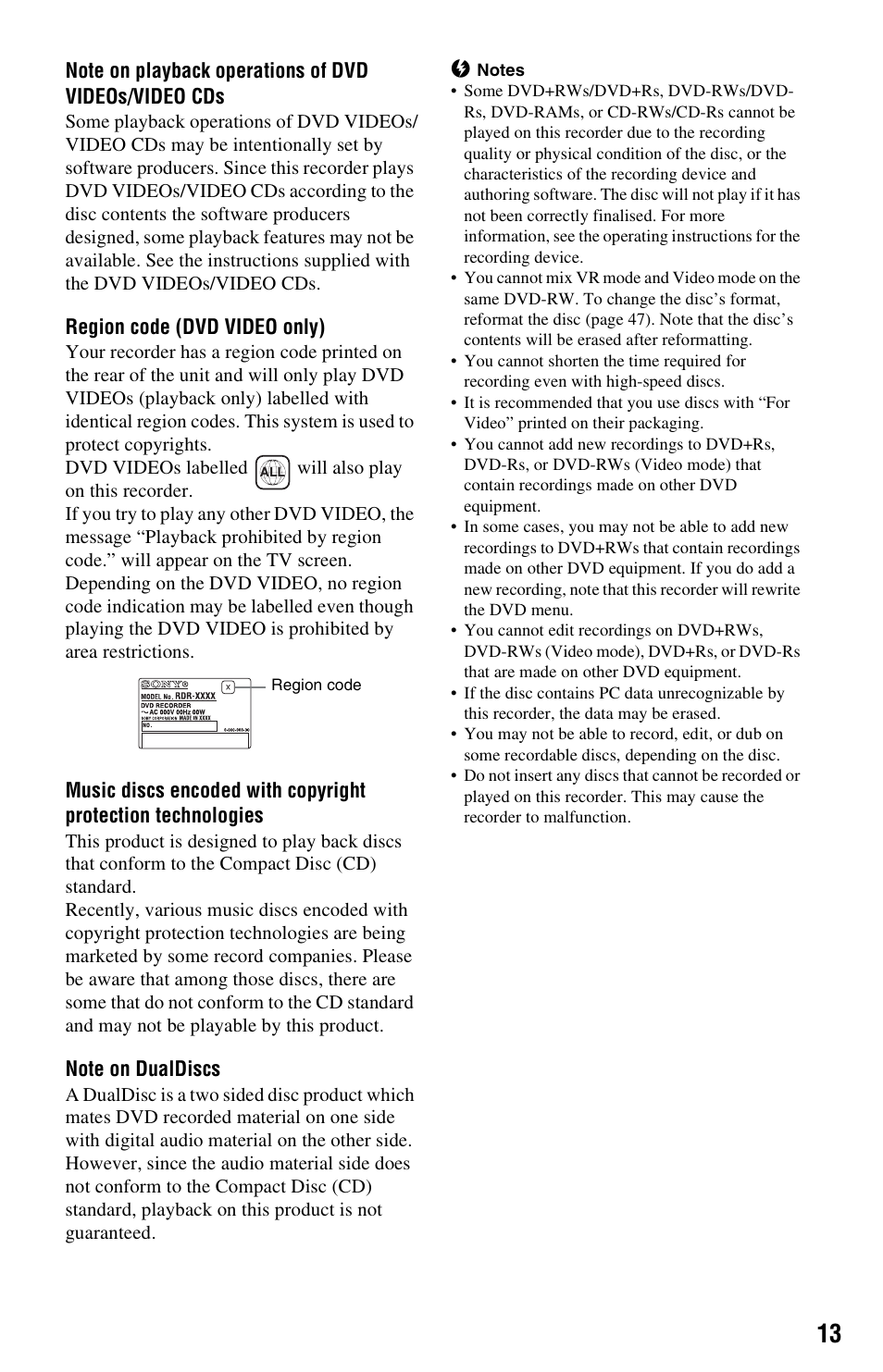 Sony RDR-HXD970 User Manual | Page 13 / 172