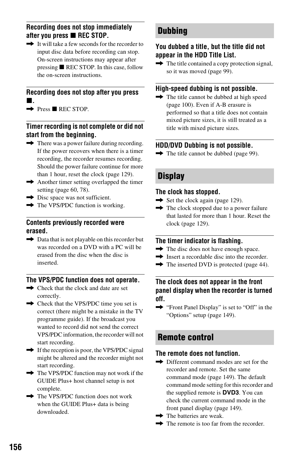 Dubbing display remote control | Sony RDR-HXD970 User Manual | Page 156 / 172