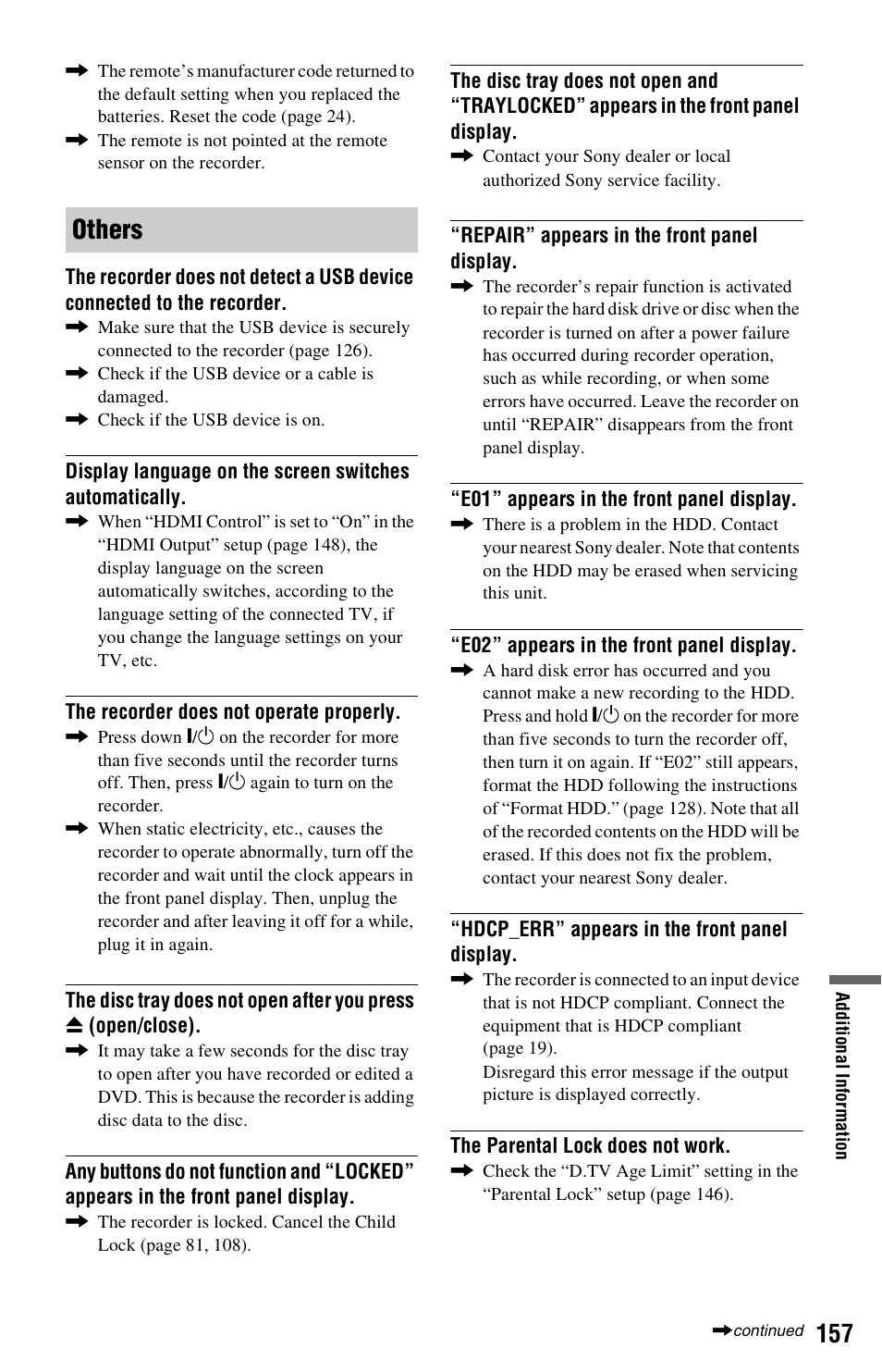 Others | Sony RDR-HXD970 User Manual | Page 157 / 172