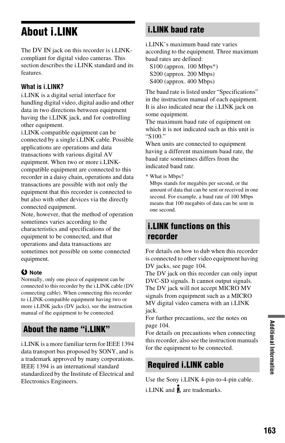 About i.link | Sony RDR-HXD970 User Manual | Page 163 / 172
