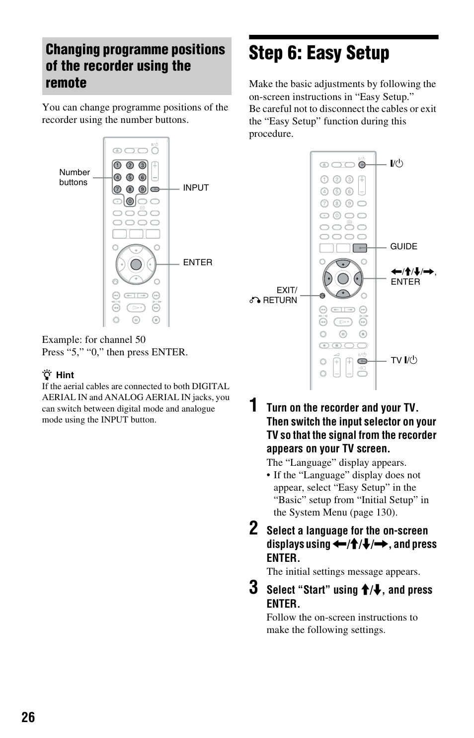 Step 6: easy setup | Sony RDR-HXD970 User Manual | Page 26 / 172