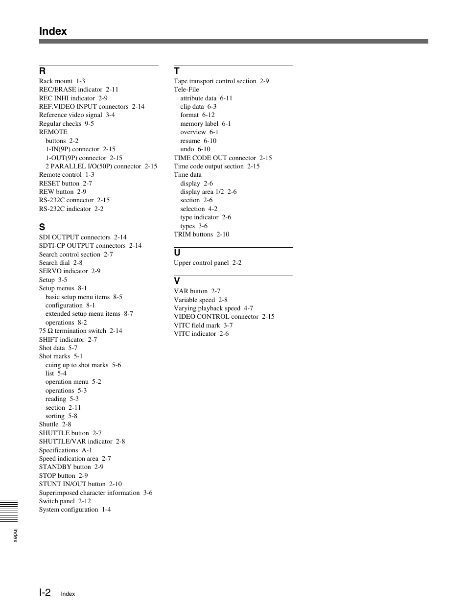 Index | Sony MSW-M2100 User Manual | Page 104 / 106