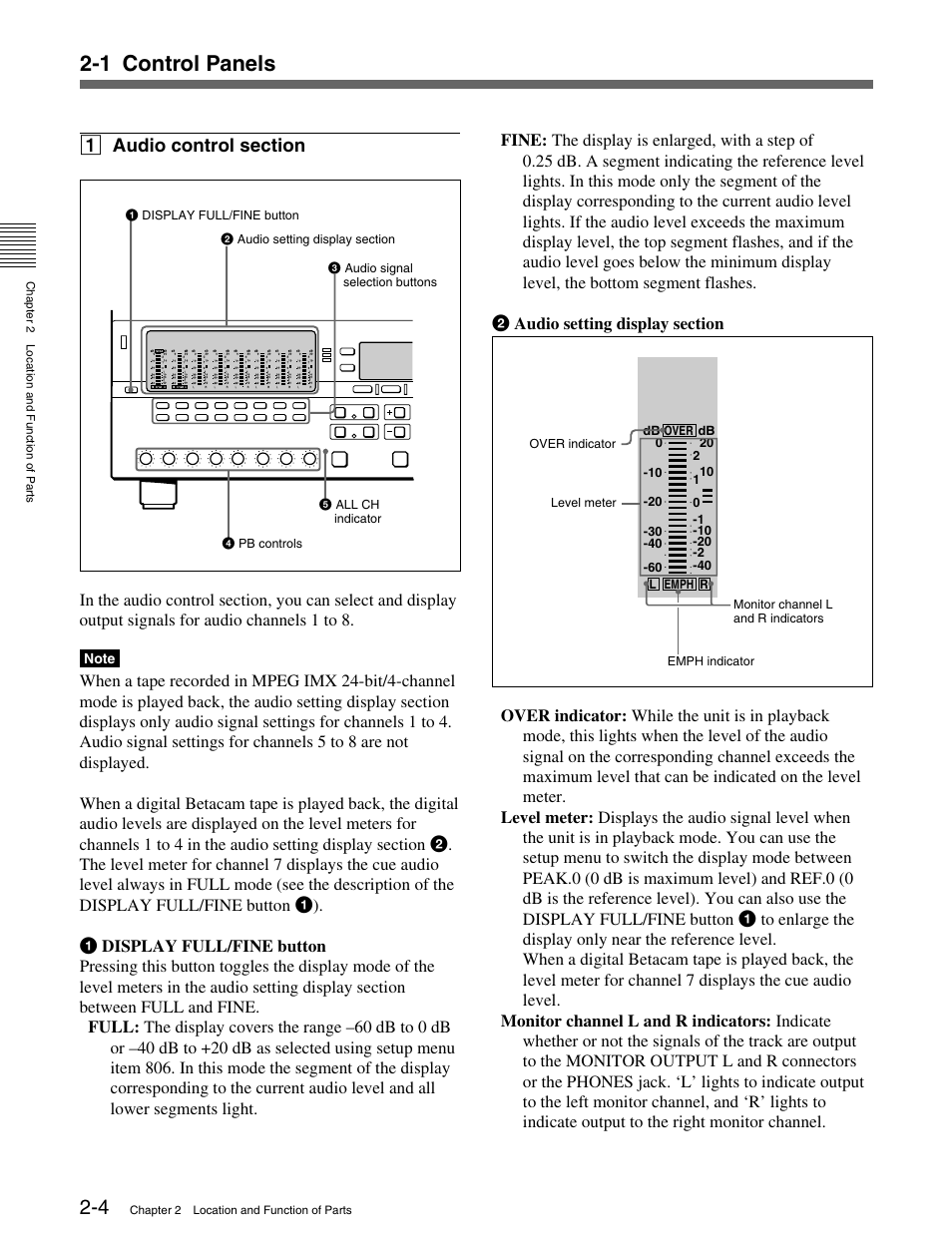 1 control panels | Sony MSW-M2100 User Manual | Page 12 / 106