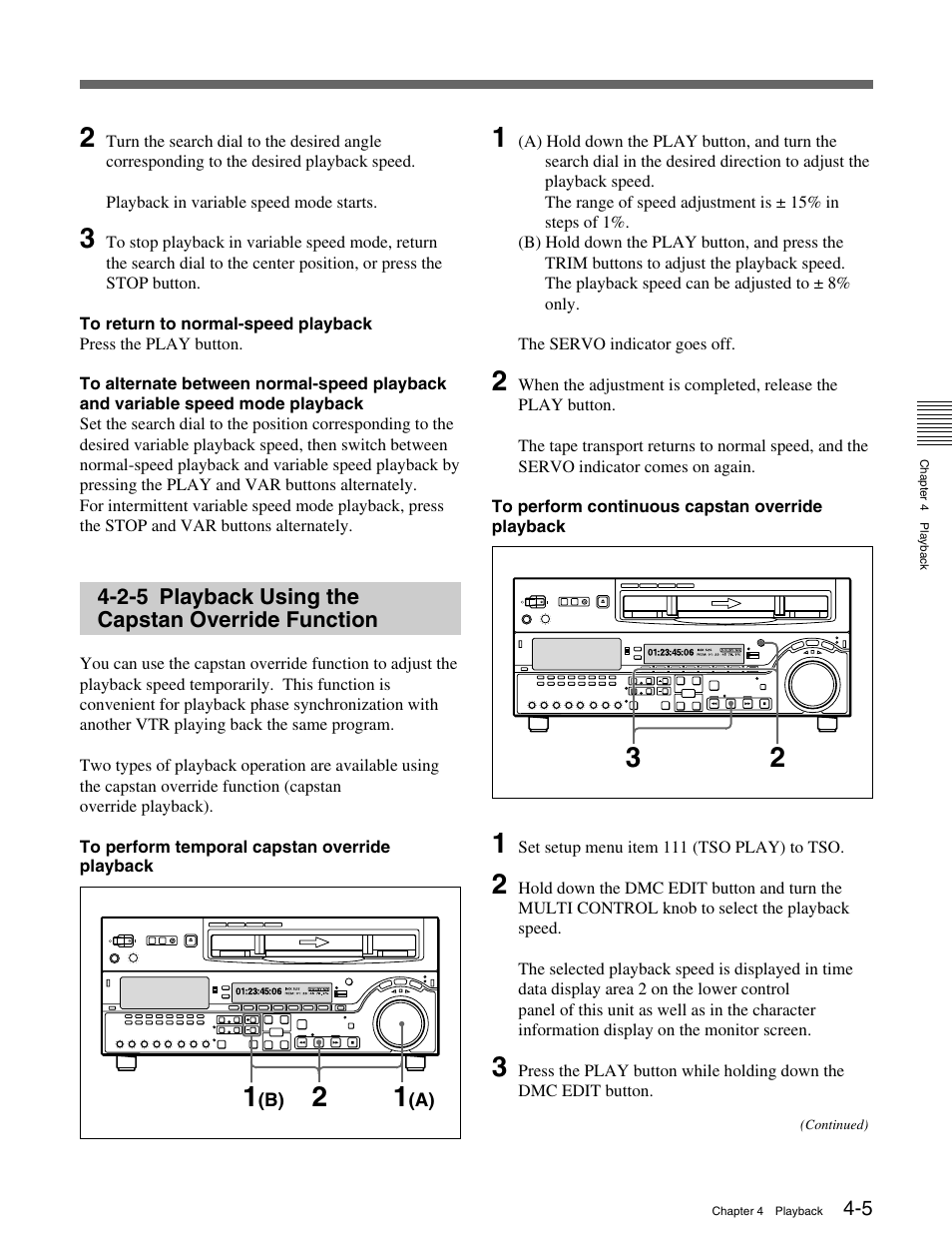 2-5 playback using the capstan override function | Sony MSW-M2100 User Manual | Page 39 / 106