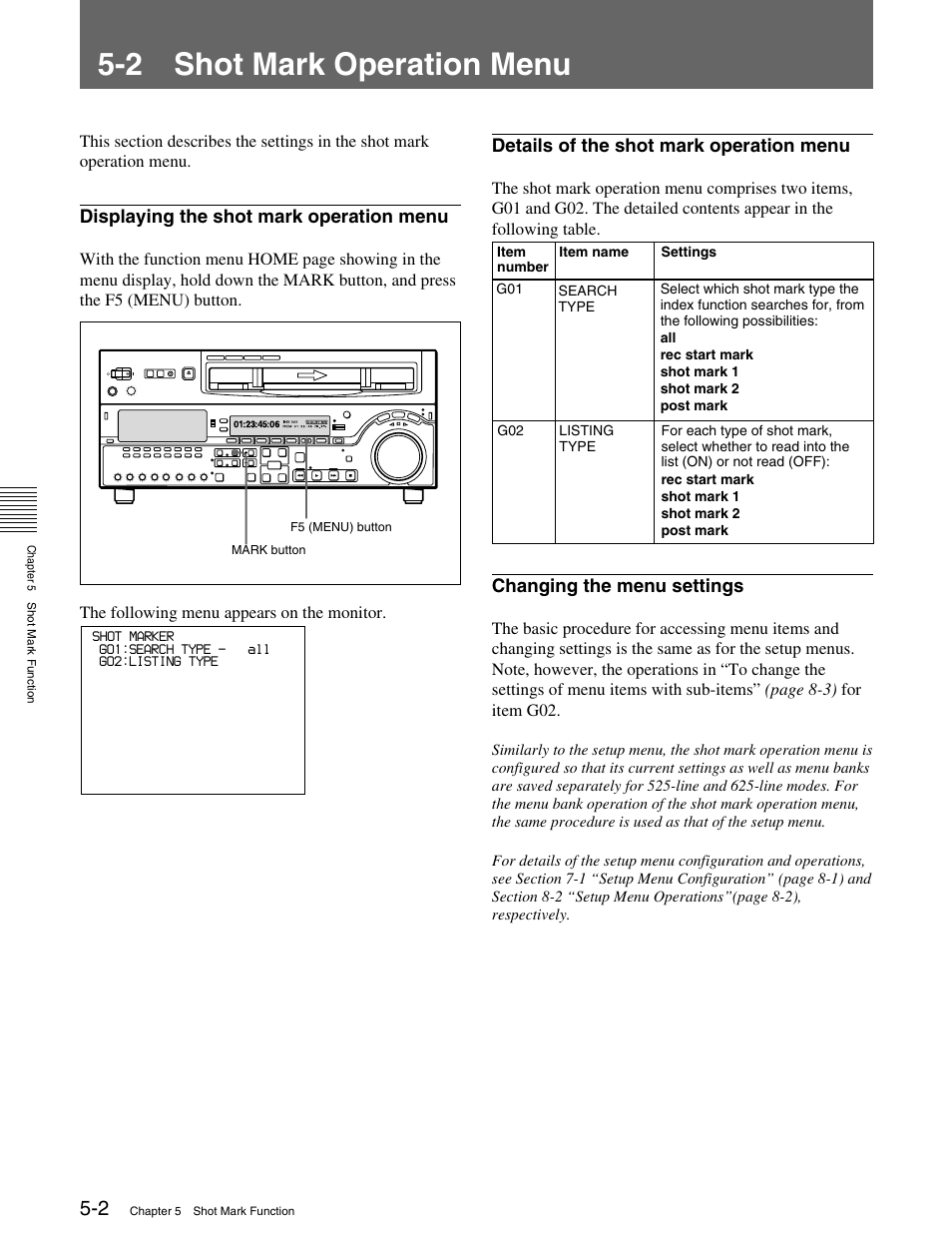 2 shot mark operation menu | Sony MSW-M2100 User Manual | Page 46 / 106