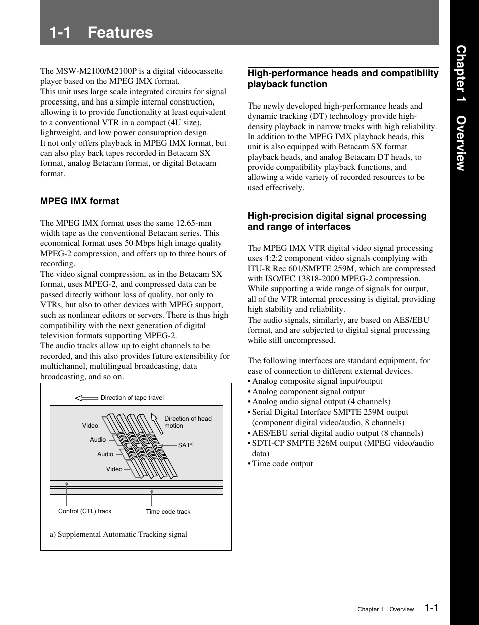 Chapter 1 overview, 1 features, Chapter 1 over vie w | Sony MSW-M2100 User Manual | Page 5 / 106