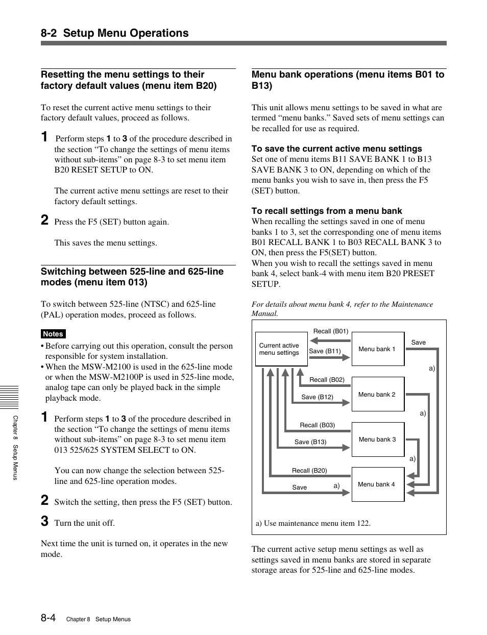 2 setup menu operations | Sony MSW-M2100 User Manual | Page 74 / 106