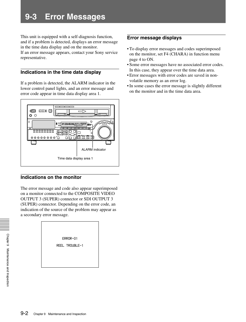3 error messages | Sony MSW-M2100 User Manual | Page 92 / 106