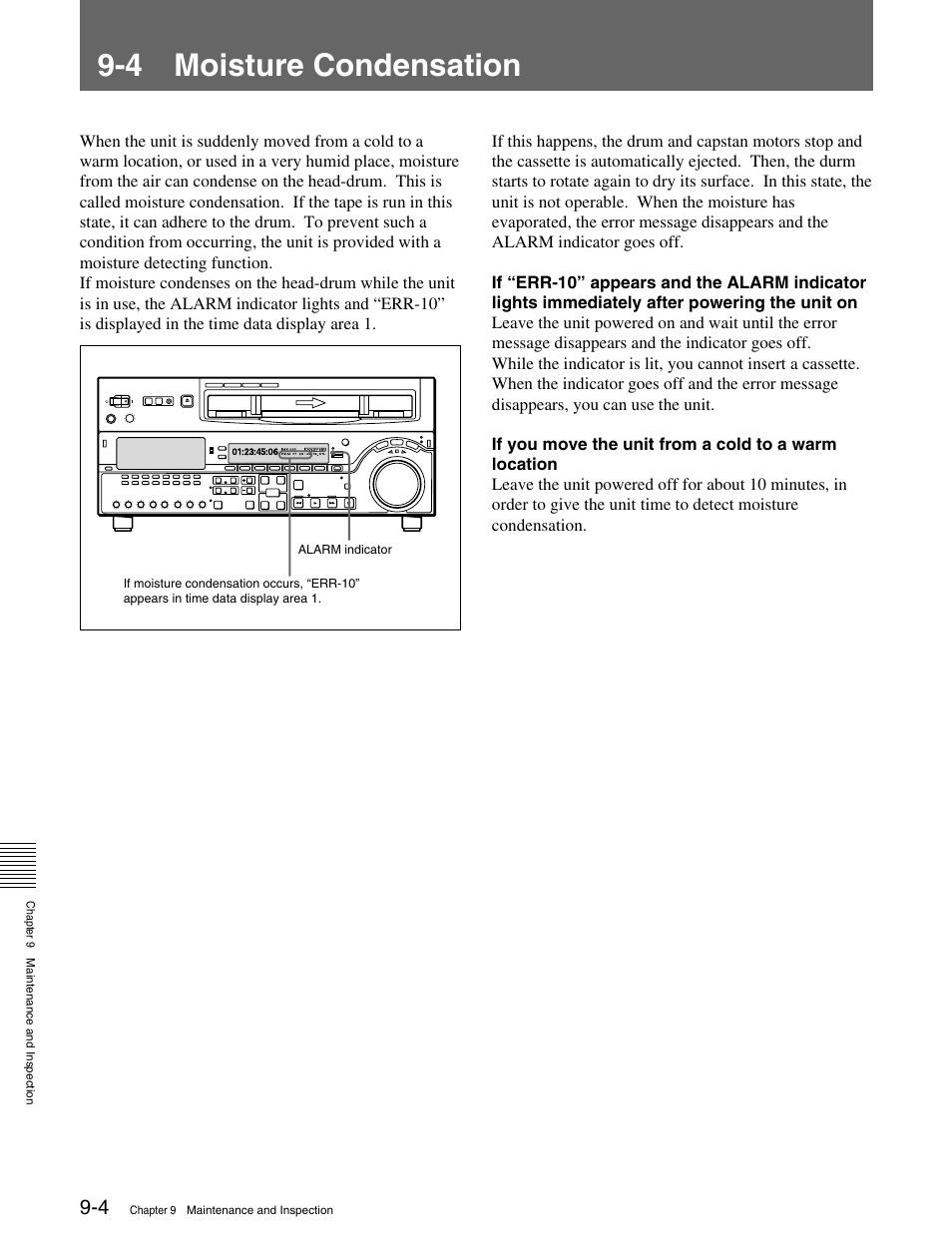 4 moisture condensation | Sony MSW-M2100 User Manual | Page 94 / 106