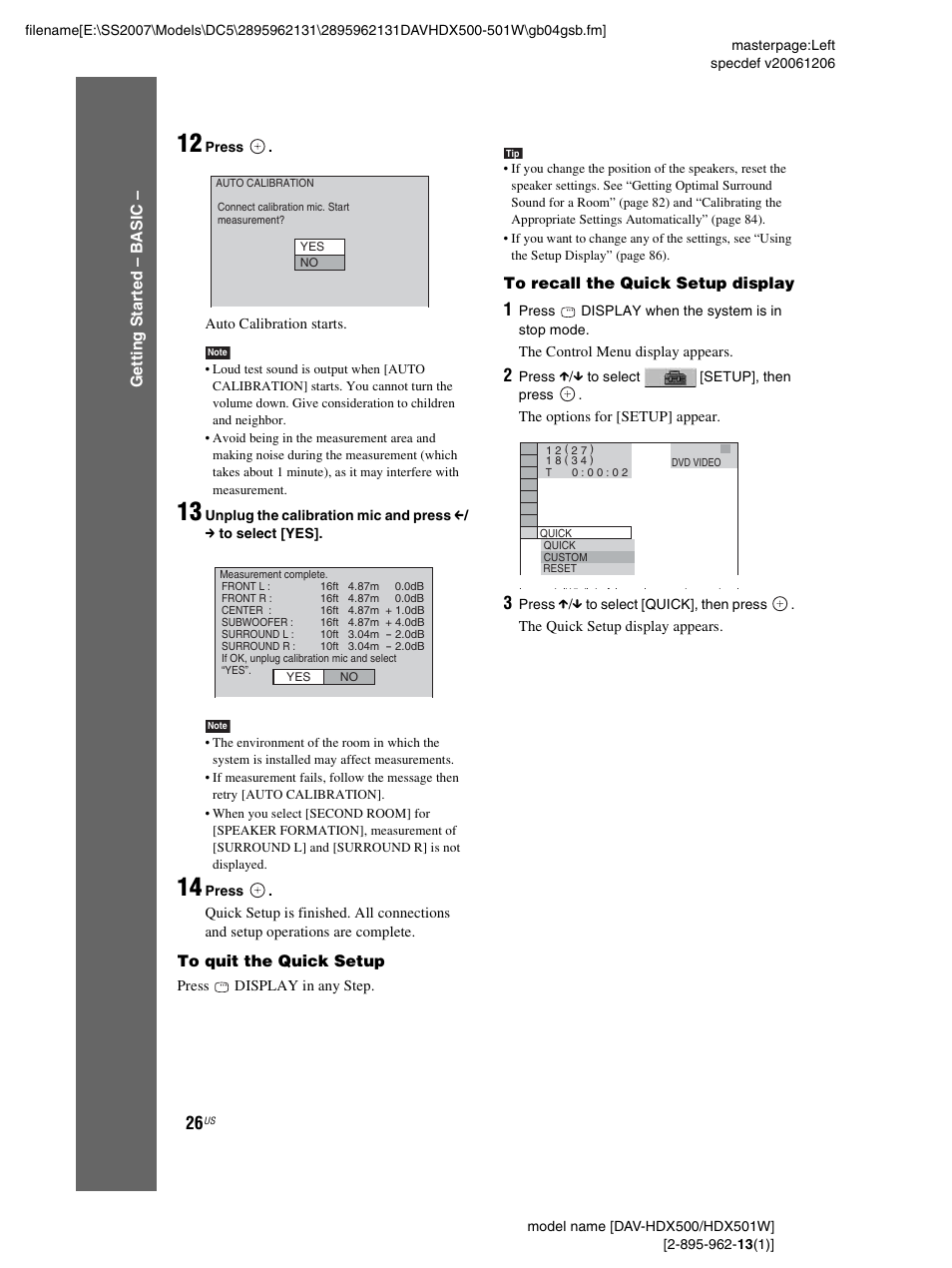 Sony DAV-HDX500 User Manual | Page 26 / 120