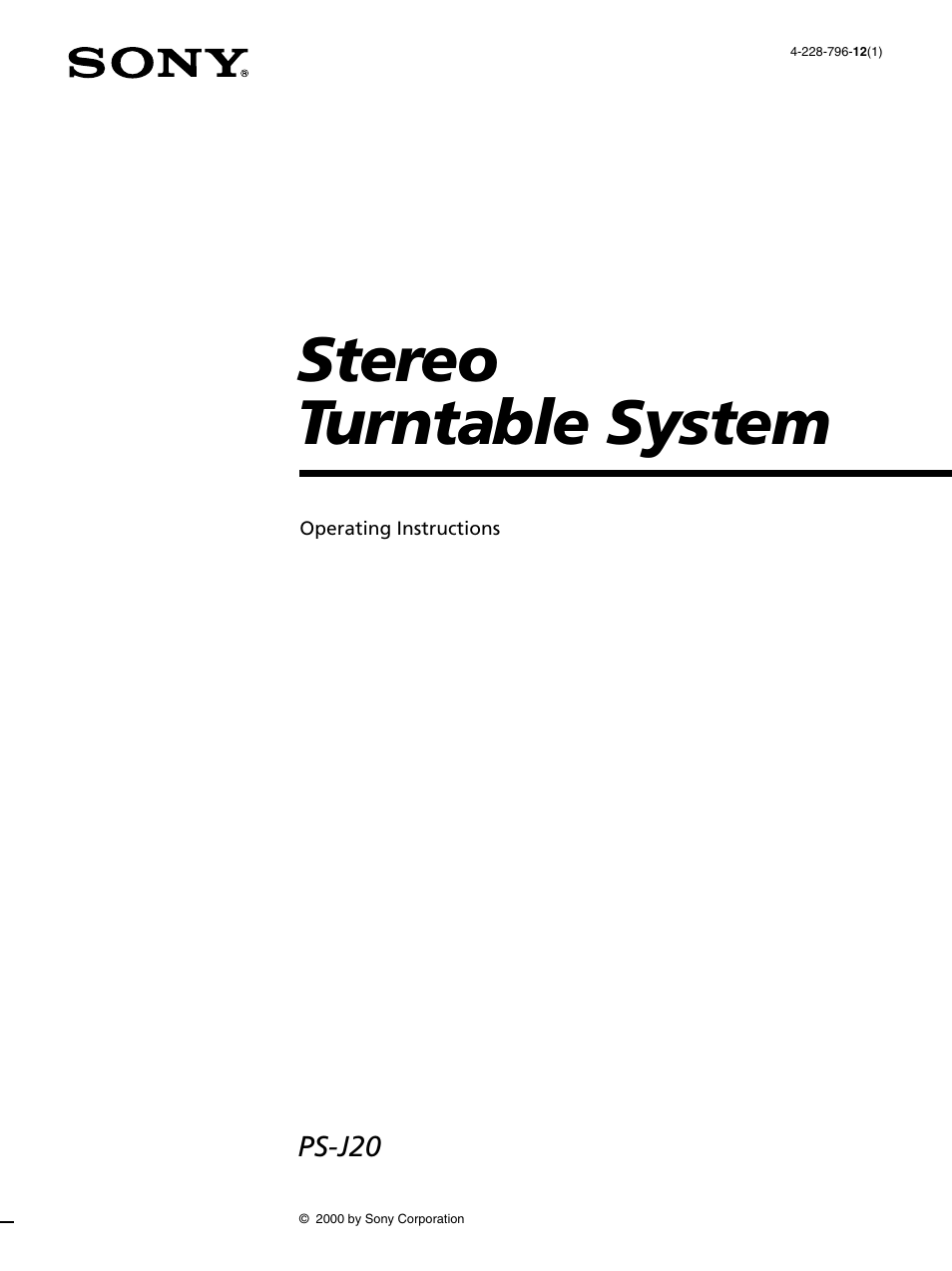Sony PSJ20 User Manual | 12 pages