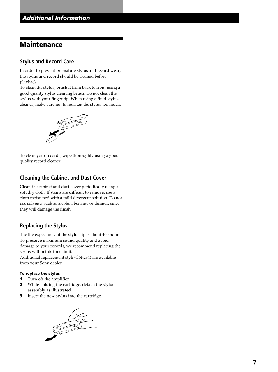 Maintenance | Sony PSJ20 User Manual | Page 7 / 12