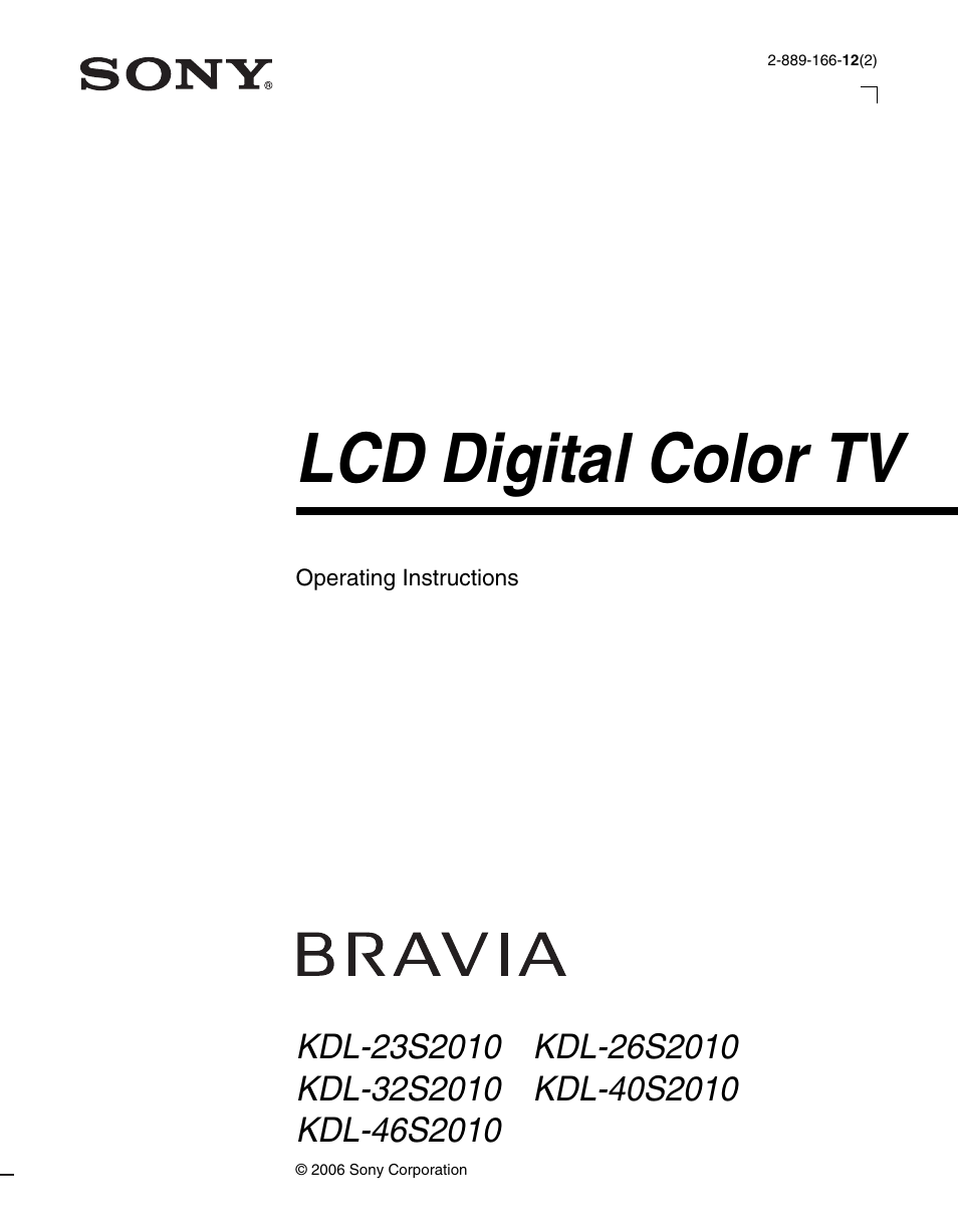 Sony BRAVIA KDL-23S2010 User Manual | 48 pages