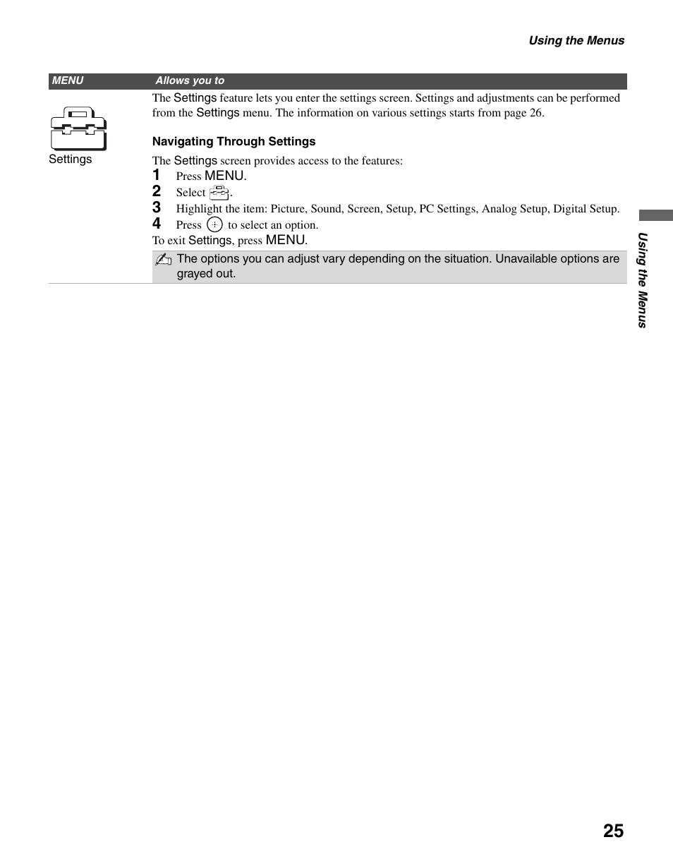 Sony BRAVIA KDL-23S2010 User Manual | Page 25 / 48