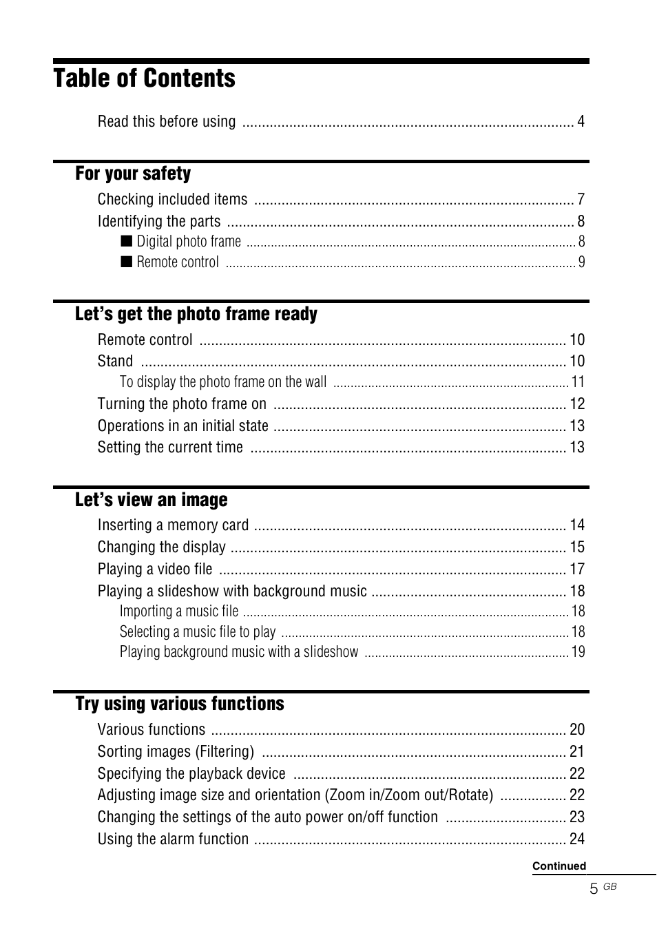 Sony S-Frame 4-259-434-13 (1) User Manual | Page 5 / 40