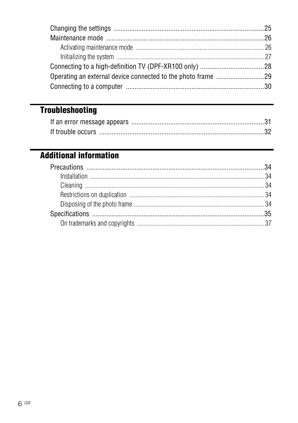 Troubleshooting, Additional information | Sony S-Frame 4-259-434-13 (1) User Manual | Page 6 / 40