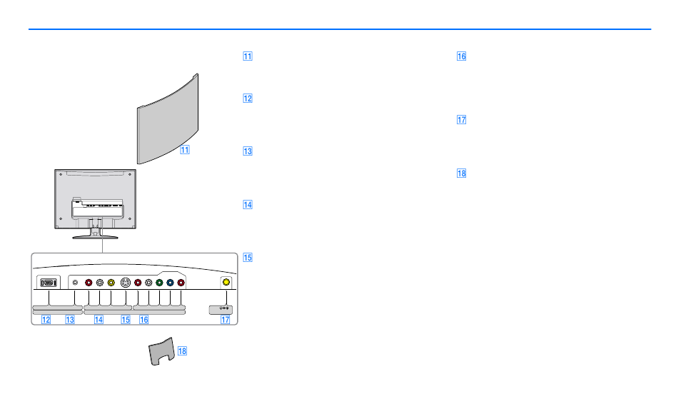 Identifying parts and controls - cont, Qa back panel (pages 10 and 14), Qs hd15 input for pc input (analog rgb) | Qd audio input jack for pc input (page 11), Qf composite input (page 12), Qg s-vi deo input (page 12), Qj dc in connector (page 13), Qk cable cover (pages 10 and 14), Qs qd qf qg qh qj qk | Sony SDM-V72W User Manual | Page 7 / 127