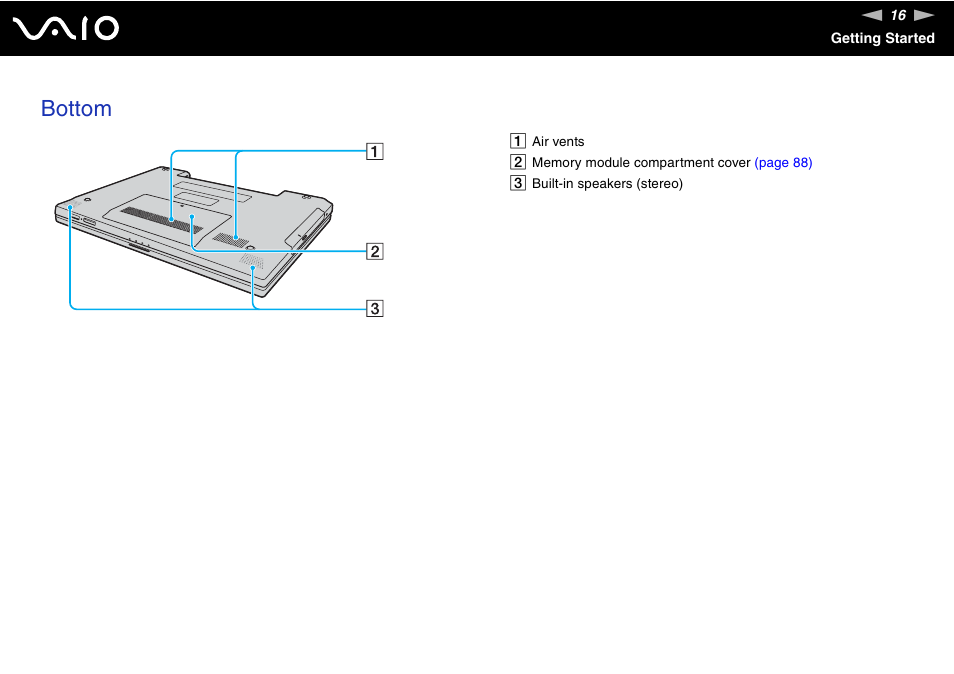 Bottom | Sony VAIO VGN-N300 User Manual | Page 16 / 154