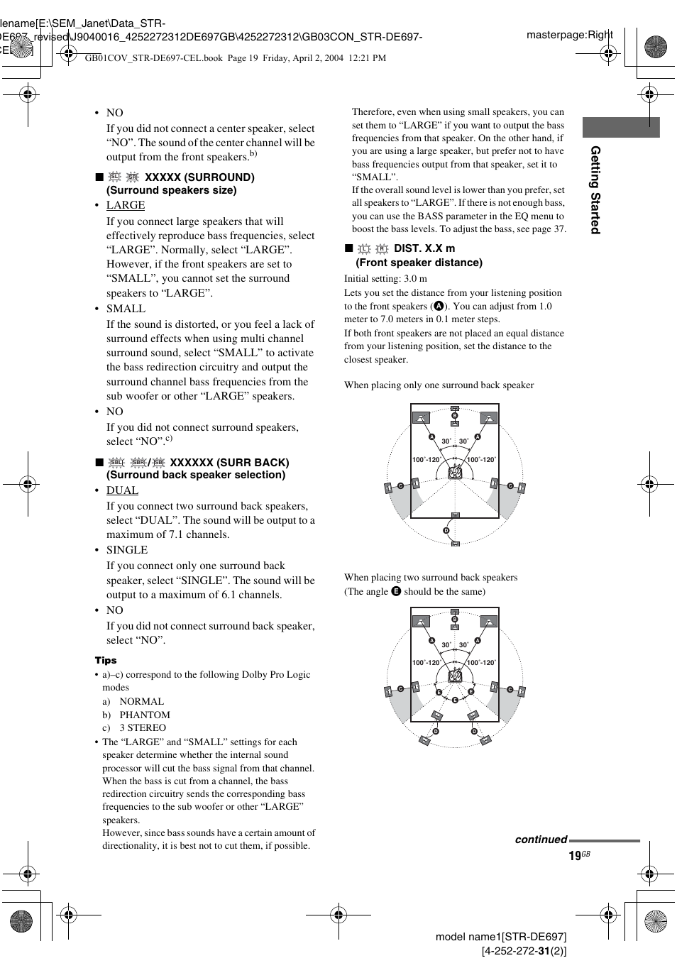 Gettin g star ted | Sony STR-DE697 User Manual | Page 19 / 56