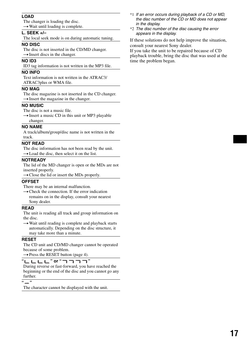 Sony CDX-GT30W User Manual | Page 17 / 36