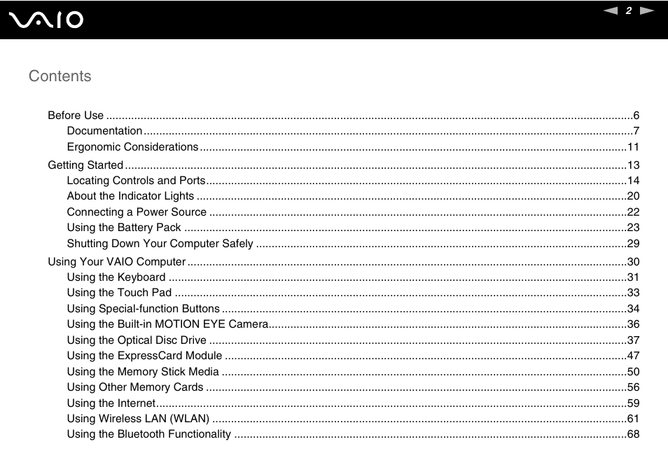 Sony VAIO VGN-FZ Series User Manual | Page 2 / 191