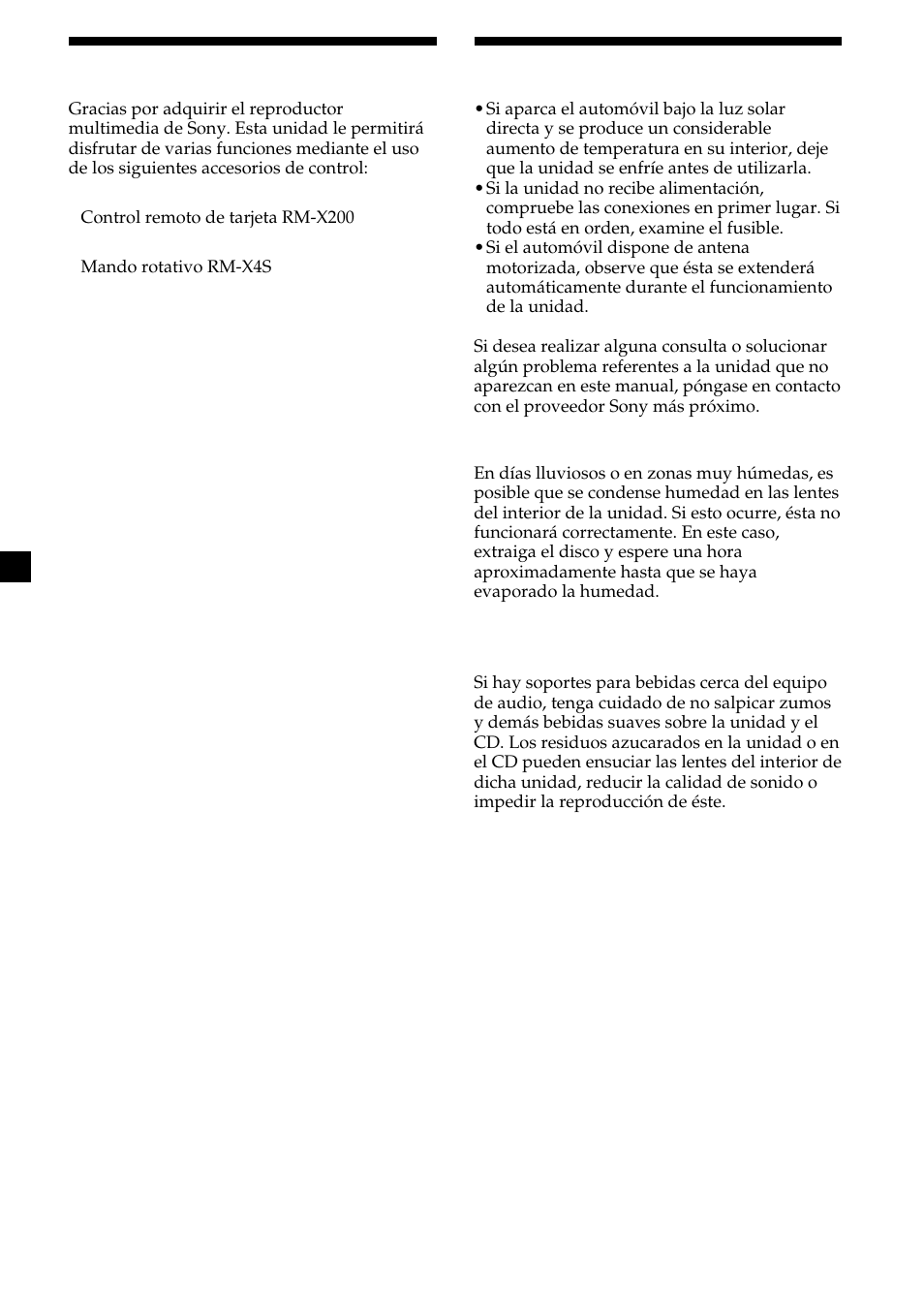 2¡bienvenido, Precauciones | Sony CDX-V7800X User Manual | Page 30 / 58